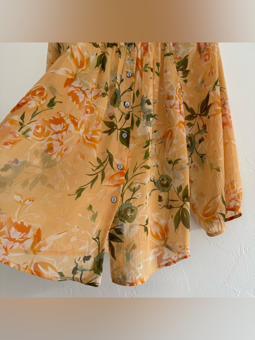 Sundance Orange Green 100% Silk Floral
Blouse Boho Peasant Top Balloon Sleeve - Picture 6 of 10
